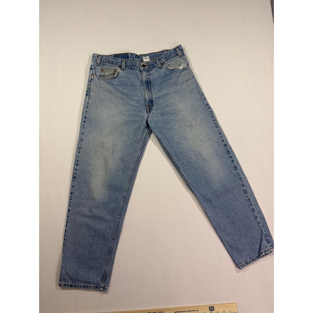 Vintage 90s Levis 550 Orange Tab Relaxed Fit Tapered Leg Jeans Light Wash 36x30